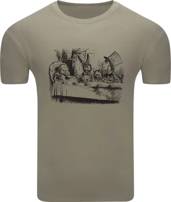 Produktbild von Diarbo Herren T-Shirt mit Aufdruck Alice im Wunderland Teeparty Khaki Gr.S