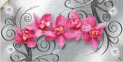 Produktbild von ARTland Wandbild, selbstklebend rosa Orchideen auf Ornamenten Größe: 60x30 cm