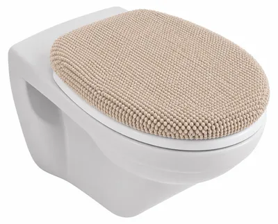 Produktbild von heimtexland ® Badvorleger Chenille Super Flauschig Saugstark Badteppich Badematte Typ771 Beige WC-Deckelbezug 38x48 cm