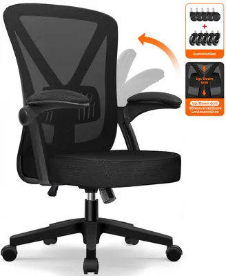Produktbild von Aiibot Bürostuhl,Bürostuhl Ergonomischer mit klappbaren Armlehnen Schreibtischstuhl Armlehnen Höhenverstellbarer Drehstuhl Chefsessel bürostuhl 150 kg