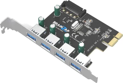 Produktbild von BRAINZAP PCI-Express 3.0 x1 4-portový USB 3.2 Gen1 / USB 3.0 Rozširujúca karta PCI-E PCIe PC VIA VL805