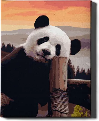 Produktbild von Oh Art! – Malen nach Zahlen Set Panda – 40x50cm, mit Holzrahmen und Pinseln DIY