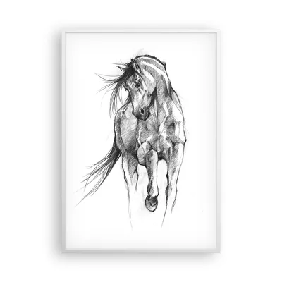 Produktbild von Gerahmtes Poster - Weißer Rahmen - Pferd Galopp Tier - 70x100 cm - Wand Bild - Wanddeko - Wandbilder - Kunstposter - Wandposter - Bilderrahmen - Bilder - Kunstdruck - Wanddekoration - P2WPA70x100-5080