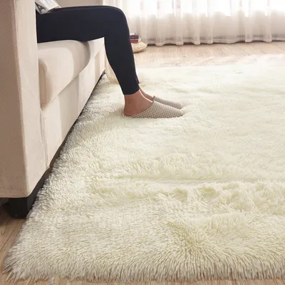 Obrázek produktu pro Koberce CANDeal Chlupaté koberce do obývacího pokoje Koberce Shaggy Koberce do ložnice Omyvatelné měkké koberce Pohodlné pro domácí dekoraci (slonová kost, 80 x 120 cm)