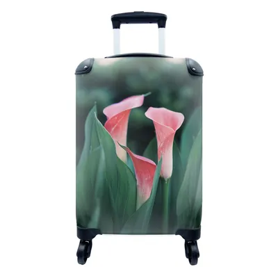 Produktbild von MuchoWow® Koffer Handgepäck Trolley Rollkoffer Kleine Reisekoffer mit 4 Rollen - Blumen - Blätter - Rosa - Cabin Size < 55x40x23 cm & 55x40x20 cm - Fotokoffer - Kabinenkoffer - Boardgepäck - Reise-Box - Reisekoffer - Reisegepäck - Koffer mit Bild - Trolley für Kinder