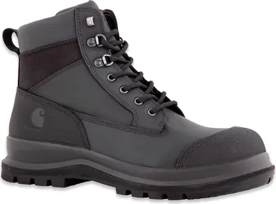 A single black Carhartt work boot is shown against a white background.