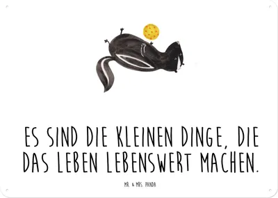 Produktbild von Mr. & Mrs. Panda tafel Stinktier Ball DIN A4 - Weiß - Geschenk, Schild, Weisheit, Wandbild, Raubtier, Metallschild, wandtafel, Türschild, Skunk, Stinker, Wildtier
