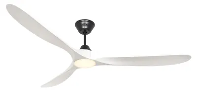 Productafbeelding van Energiezuinige plafondventilator met LED-verlichting en afstandsbediening, model Eco Genuino-L, mat zwart / mat wit, diameter 180 cm
