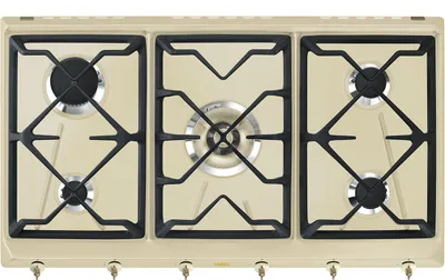 Zdjęcie produktu dla Smeg SRV896POGH, Kremowy, Wbudowany, 90 cm, Gaz, Emaliowany, 5 stref(y)