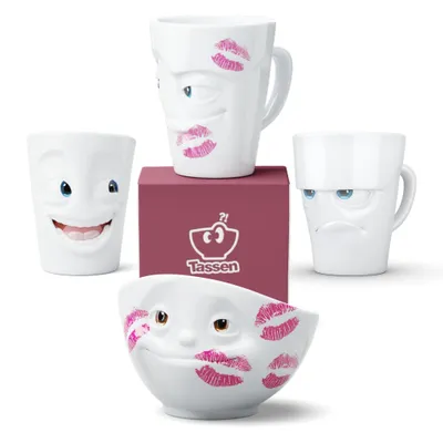 Produktbild von Fiftyeight Movie-Set 4-tlg. Movie Edition Bundle Becher + Schale | Grummelig Witzig Geküsst