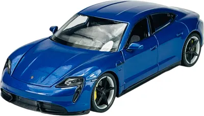Image de Welly Porsche Taycan Turbo S bleue, échelle 1:24, modèle réduit 24107
