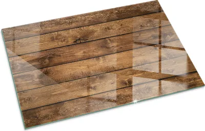 A glass floor plate with a wood grain pattern, shown at an angle on a white background.