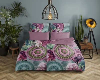 Produktbild von Hip Bettwäsche mit Mandalas und Blumen - Bandhura - 200x200 cm - 100% Baumwolle / Satin