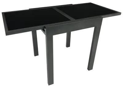 Produktbild von Balkon Ausziehtisch 65/130x65cm Aluminium anthrazit Glas schwarz