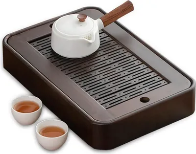 Produktbild von Teetisch Chinesisches Teeset - Gongfu - Bambus-Tablett-Box - Reservoir- und Entwässerungstyp für Teezeremonie - Tee-Zubehör