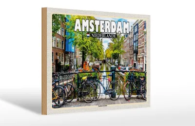 Produktbild von Holzschild Reise 30x20cm Amsterdam Niederlande Stadtteil Jordaan