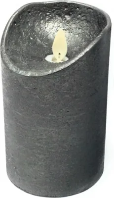 Produktbild von LED Kerze echtwachs Stumpenkerze Höhe 12,5 cm ANTHRAZIT Einschaltautomatic + Timer