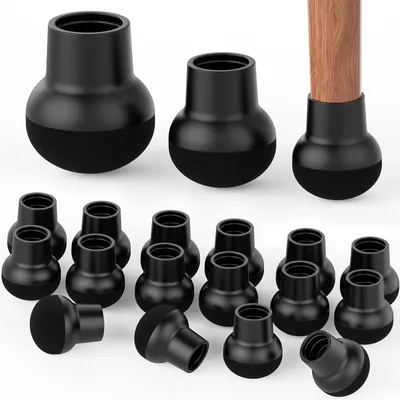 Produktbild von Stuhlbeinschoner 24er-Pack, Schwarzes Silikon, Extra Dicke Filz, Für Stühle und Tische 26-32 mm