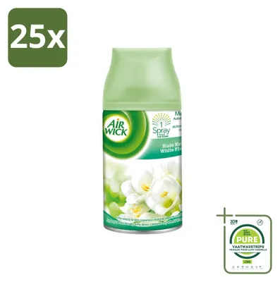 Immagine prodotto di 25 ricariche per diffusore automatico Air Wick Freshmatic, profumo di gelsomino e fiori bianchi, capacità 250 ml, confezione grande da 25 pezzi