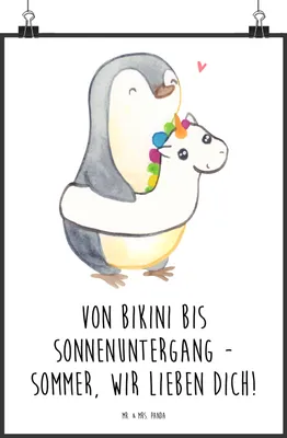 Produktbild von Mr. & Mrs. Panda Bild Sommer Meer Strand DIN A0 - Weiß - Geschenk, am, wanddeko, Kunstdruck, Kamin, Küstenurlaub, Küste, Emotionen, Plakat, Wandbild, Strandurlaub, Motive