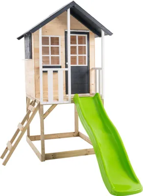 Produktbild von Spielhaus auf Stelzen mit Balkon und Rutsche JACINTHES Braun