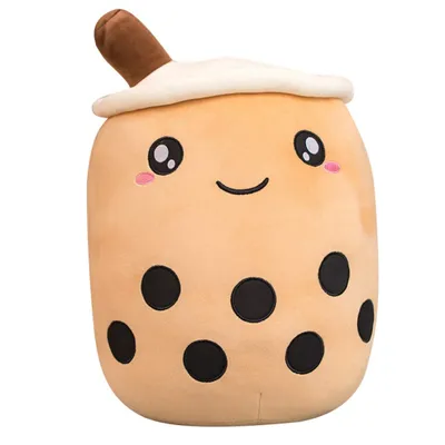 Produktbild von Bubble Tea Plüschtier Boba Kuscheltier Plüschpuppen Bubble Tea Umarmungs Kissen, Cartoon Plüsch Puppen-Braun-50cm