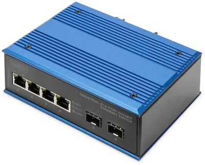 Produktbild von Digitus Industrieller 4+2 -Port Gigabit Ethernet Switch, Unmanaged, Gigabit Ethernet (10/100/1000), Vollduplex, Rack-Einbau