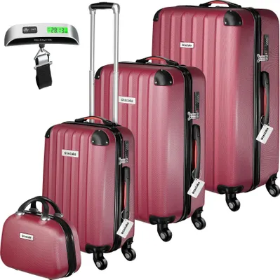 Image de Ensemble de valises à coque rigide Cleo avec serrure TSA et pèse-bagages - rouge bordeaux, sans accessoires