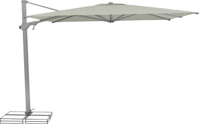 A cantilever umbrella on a white background.