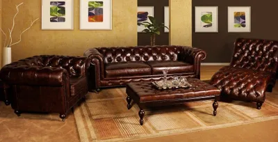 Immagine prodotto di Set di divani Divano Divano imbottito 3+2+1 Divano in pelle Set di sedute Chesterfield