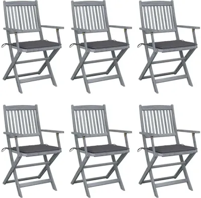 Produktbild von Klappbare Gartenstühle 6 Stk. mit Sitzkissen Massivholz Akazie