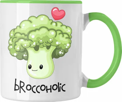 Produktbild von Trendation - Lustige Broccoli-Tasse "Broccoholic" Witziges Geschenk für Gemüseliebhaber (Grün)