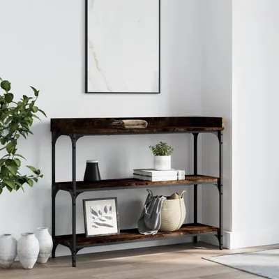 Produktbild von Cloris DesignMöbel Konsolentisch mit Ablagen Räuchereiche 100x30x80 cm , Beistelltische 2024 Neu