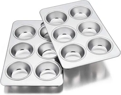 Image de Moule à muffins en acier inoxydable - Lot de 6 moules - 29 x 18 cm - pour 6 cupcakes - non toxique et sain - lavable au lave-vaisselle