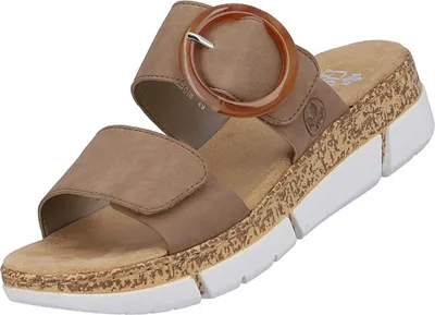 Produktbild von Rieker Damen Pantolette Deko-Schnalle und Klettverschluss V2392, Größe:40 EU, Farbe:Beige