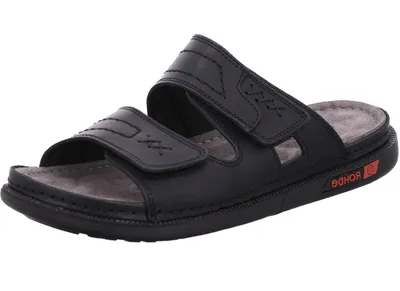 Produktbild von Rohde Herren Pantolette Leder Klettverschluss Clog Cento 6003, Größe:42 EU, Farbe:Schwarz
