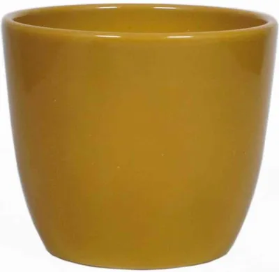 Produktbild von INNA-Glas Keramik Blumentopf, Ø12cm, 9,8cm, ockergelb - Pflanzentopf/Übertopf