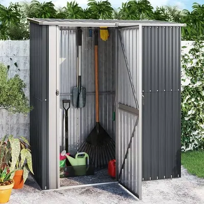 Produktbild von Fahrradschuppen, Fahrradgarage, Fahrrad Garage, Gerätehaus, Fahrrad Unterstand, Lagerschuppen, Geräteschrank, Anthrazit 180,5x97x209,5 cm Verzinkter Stahl