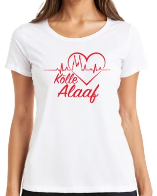 Productafbeelding van Kölle Alaaf Carnaval, Kölner Dom, Hart, Jeck, Fasching, Vastnacht, Dames T-shirt, Wit, Maat M