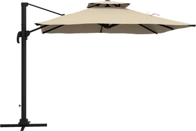 Produktbild von Outsunny Sonnenschirm ca. 3 x 3 m 360 grad schwenkbar Ampelschirm für Balkon Alu