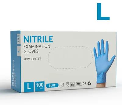 Produktbild von NITRILHANDSCHUHE, PUDERFREIE HANDSCHUHE, BLAU, 100 Stück, GRÖSSE L