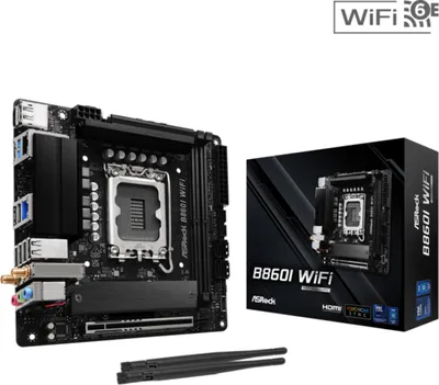 Produktbild von Asrock B860I WiFi, Intel, LGA 1851 (Socket V1), DDR5-SDRAM, 128 GB, DIMM, Zweikanalig