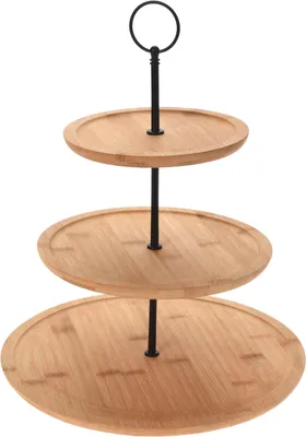 Produktbild von ORION Etagere aus Bambus Kuchenplatte Kuchenständer Servierständer 3-stöckig