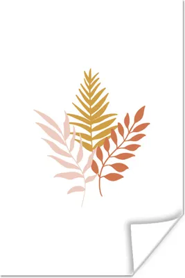 Produktbild von MuchoWow® Poster Blätter - Pastell - Abstrakt - Botanisch 120x180 cm - Kunstposter