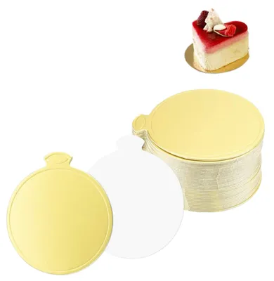 100 runde goldene Kuchenplatten aus Karton, 9 cm, Mini-Dessert-Tablett