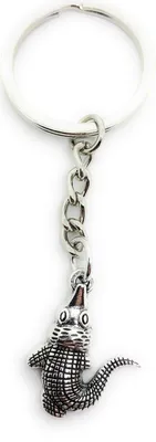 Produktbild von Onwomania Schlüsselanhänger Krokodil Alligator Silber Metall Anhänger Charm