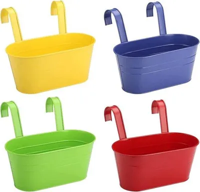 Produktbild von Famanu Hängende Blumentöpfe 4 Stück - Metallblumenbehälter mit abnehmbaren Haken