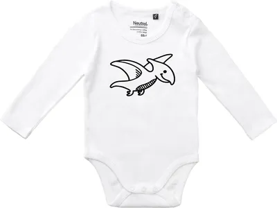 Produktbild von Huuraa Baby Body Pteranodon Dinosaurier 62 White  Baumwolle Fairtrade Langarmbody Geschenkidee