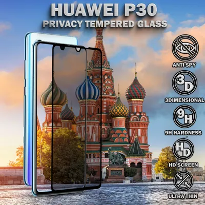 Produktbild von 1-Pack Huawei P30 Displayschutzfolie Privacy - Gehärtetes Glas 9H - Super Qualität 3D