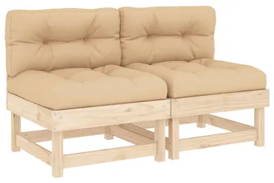 Zdjęcie produktu dla vidaXL Sofa środkowa z poduszkami 2 szt. Lite drewno sosnowe